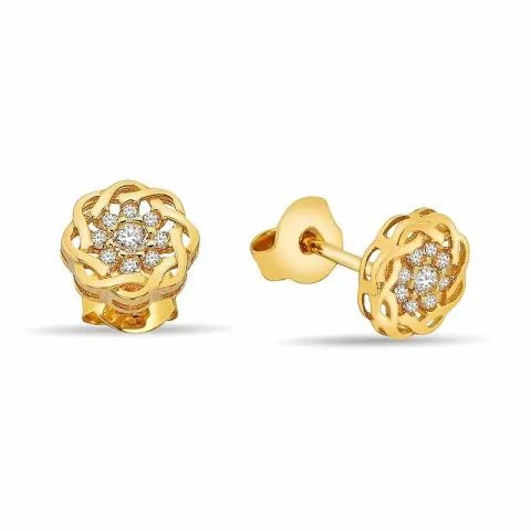 blommor örhängestift i 9 karat guld med 