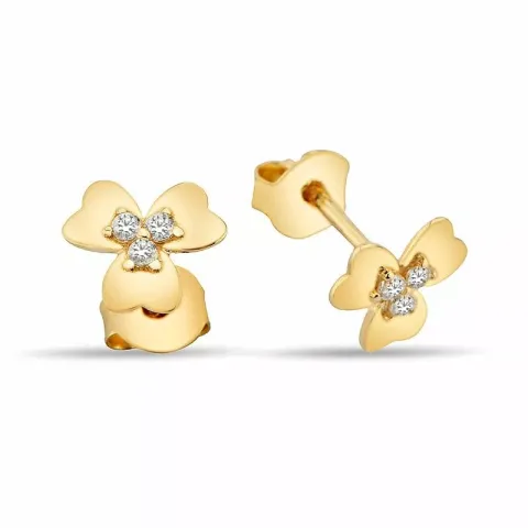 blommor örhängestift i 9 karat guld med 