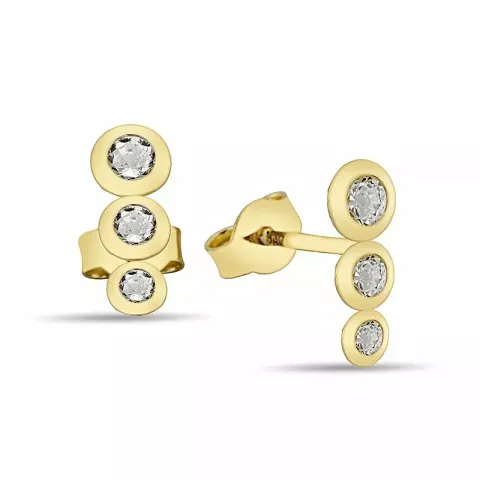 runda örhängen i 9 karat guld med 