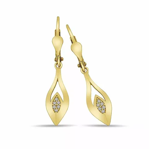 långa örhängen i 9 karat guld med 