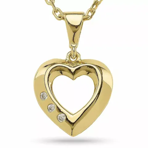 hjärta halsband i förgyllt silver med hjärthängen i 9 karat guld