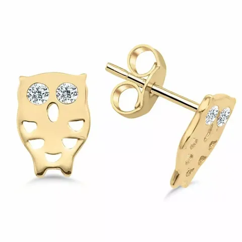 uggla örhängestift i 9 karat guld med 