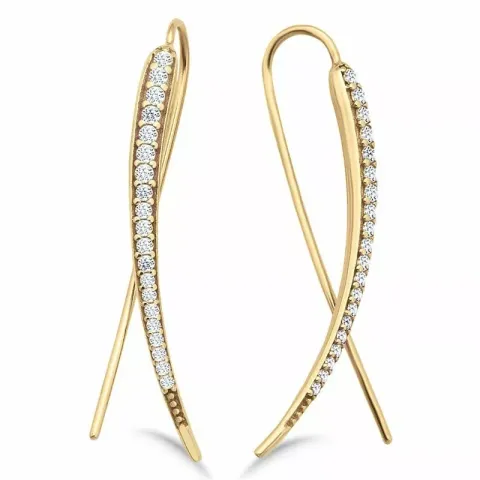 långa örhängen i 9 karat guld med zirkon - Gold Collection