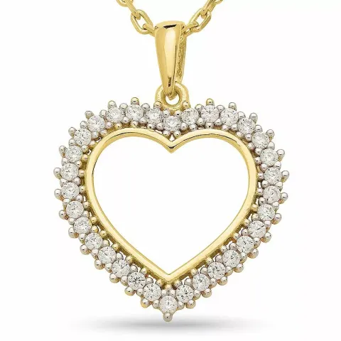 hjärta halsband i förgyllt silver med hjärthängen i 9 karat guld