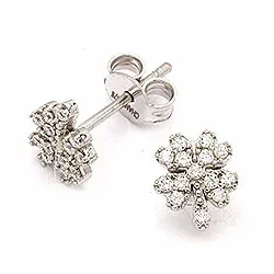 fyrklöver örhängen i 9 karat vitguld med 