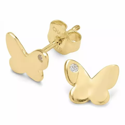 Fjärilar örhängestift i 9 karat guld med zirkoner