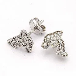 delfin örhängen i 9 karat vitguld med 