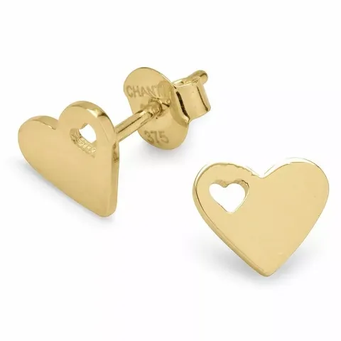 hjärta örhängestift i 9 karat guld med 