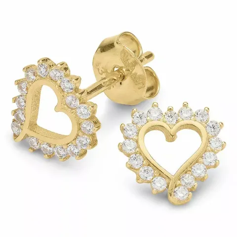 Hjärta örhängestift i 9 karat guld med zirkon