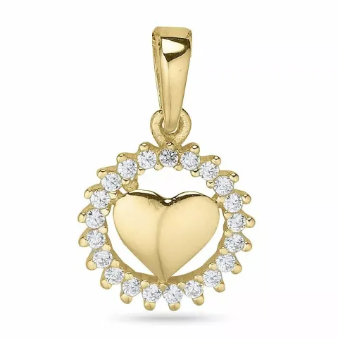 Runt hjärta hängen i 9 karat guld