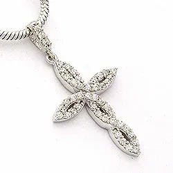 Kors hängen i 9 karat vitguld