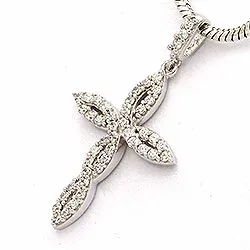 Kors hängen i 9 karat vitguld