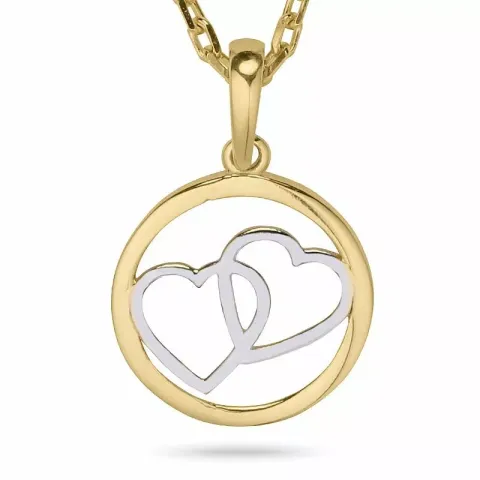 Hjärta halsband i förgyllt silver med hängen i 9 karat guld