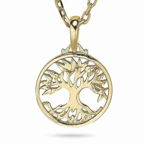 12 mm livets träd halsband i förgyllt silver med hängen i 9 karat guld