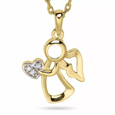 Ängel halsband i förgyllt silver med hängen i 9 karat guld