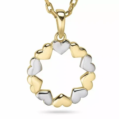 Runt hjärta halsband i förgyllt silver med hängen i 9 karat guld