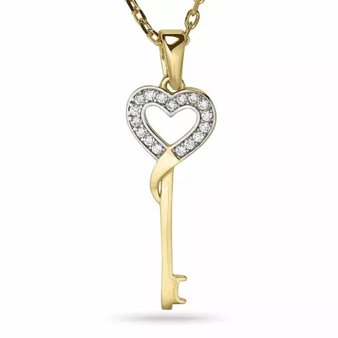 Nyckel halsband i förgyllt silver med hängen i 9 karat guld