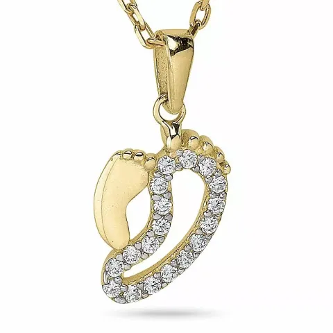 Hjärta halsband i förgyllt silver med hängen i 9 karat guld