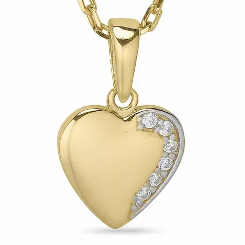 Hjärta halsband i förgyllt silver med hängen i 9 karat guld