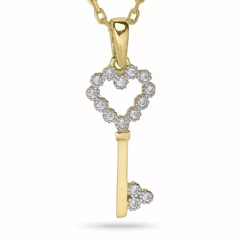 Nyckel halsband i förgyllt silver med hängen i 9 karat guld
