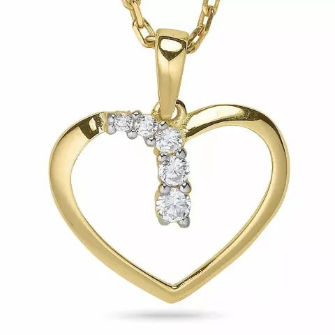 Hjärta halsband i förgyllt silver med hängen i 9 karat guld