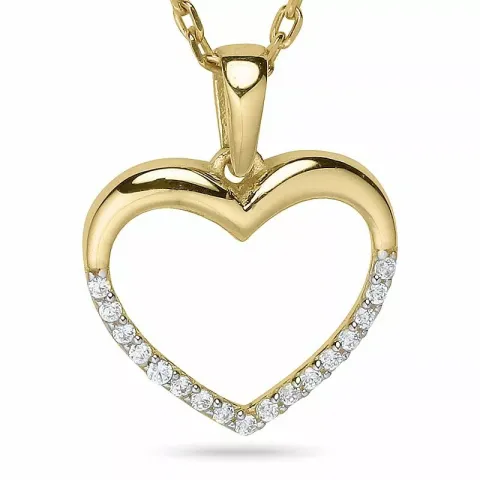 Hjärta halsband i förgyllt silver med hängen i 9 karat guld