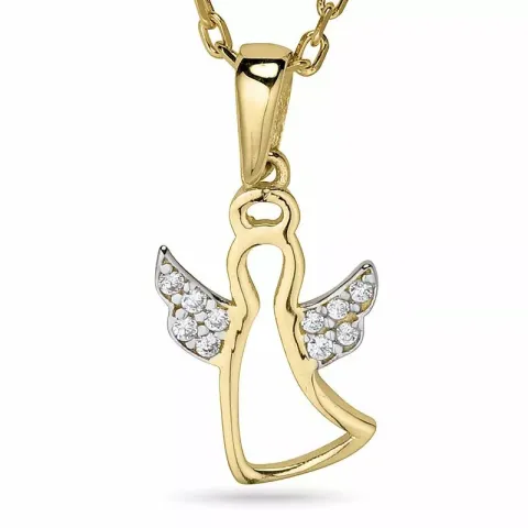 Ängel halsband i förgyllt silver med hängen i 9 karat guld