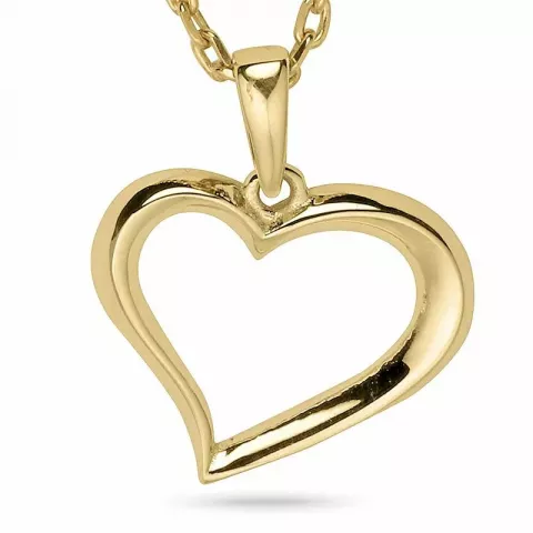 Hjärta halsband i förgyllt silver med hängen i 9 karat guld