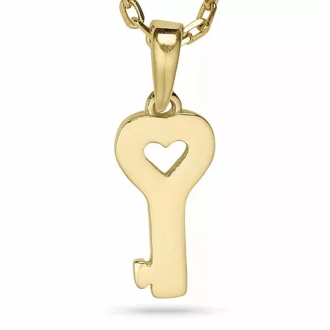 Nyckel halsband i förgyllt silver med hängen i 9 karat guld