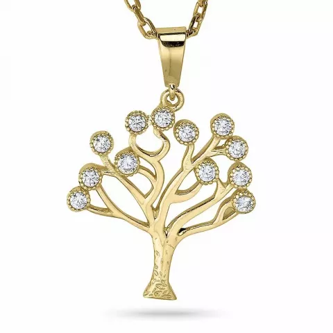 Livets träd halsband i förgyllt silver med hängen i 9 karat guld