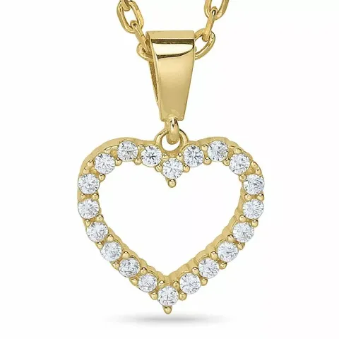 Hjärta halsband i förgyllt silver med hängen i 9 karat guld