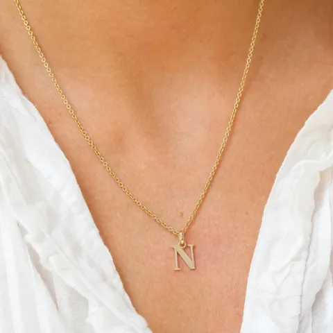 bokstav n hängen i 9 karat guld - My Letter