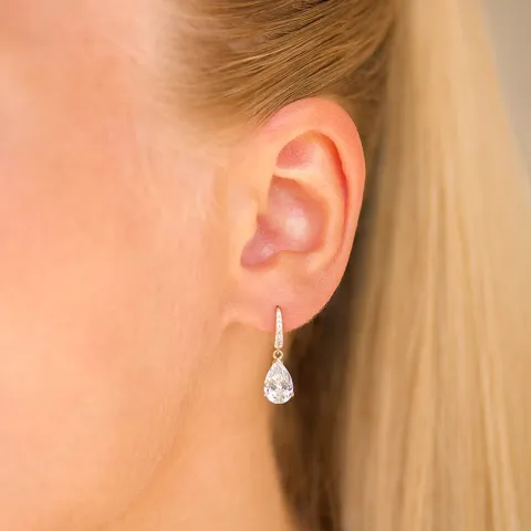 droppformad örhängen i 9 karat guld med zirkon - Gold Collection