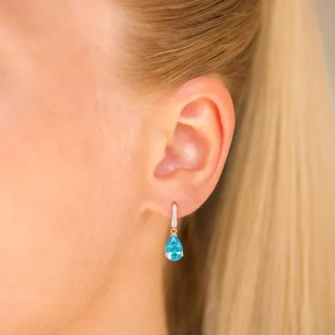 droppformad örhängen i 9 karat guld med topas och zirkon - Gold Collection