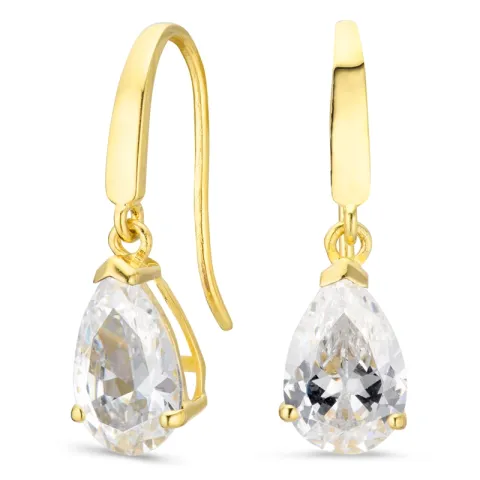 droppformad örhängen i 9 karat guld med zirkon - Gold Collection