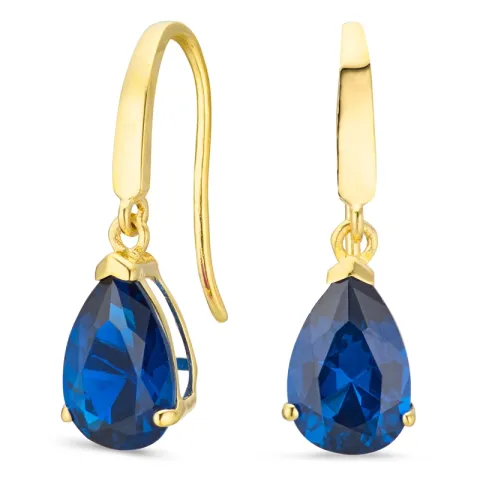 droppformad örhängen i 9 karat guld med safir och zirkon - Gold Collection