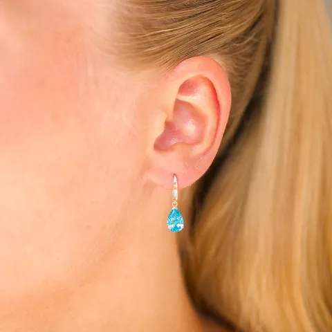 droppformad örhängen i 9 karat guld med topas och zirkon - Gold Collection