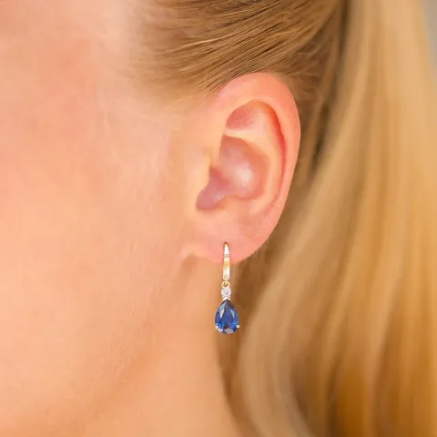 droppformad örhängen i 9 karat guld med safir och zirkon - Gold Collection