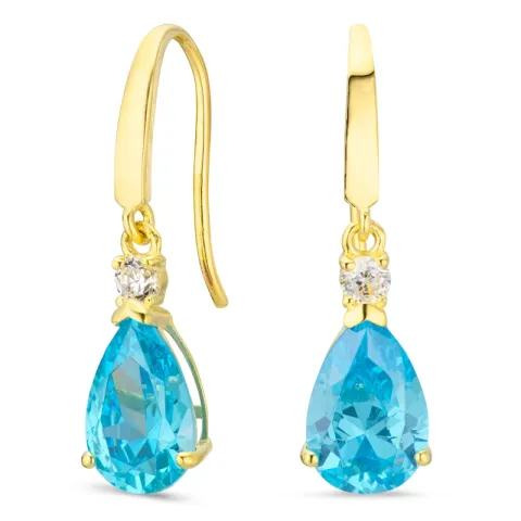 droppformad örhängen i 9 karat guld med topas och zirkon - Gold Collection