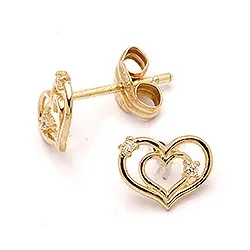 hjärta örhängen i 8 karat guld med 