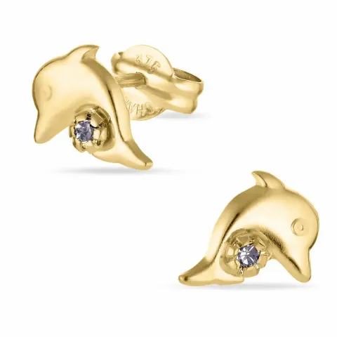 delfin örhängen i 9 karat guld med