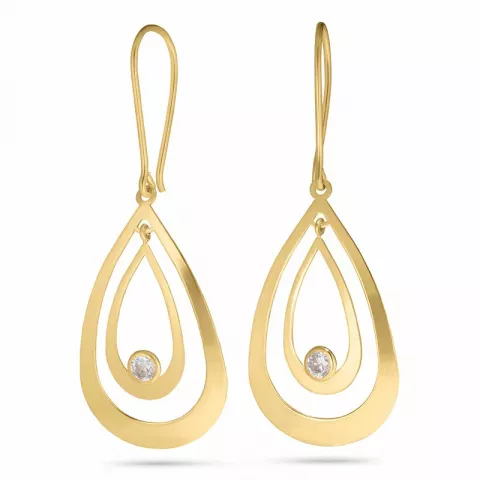 Smycken: droppe örhängen i 9 karat guld med zirkoner
