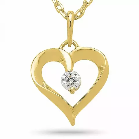 hjärta halsband i förgyllt silver med hängen i 9 karat guld