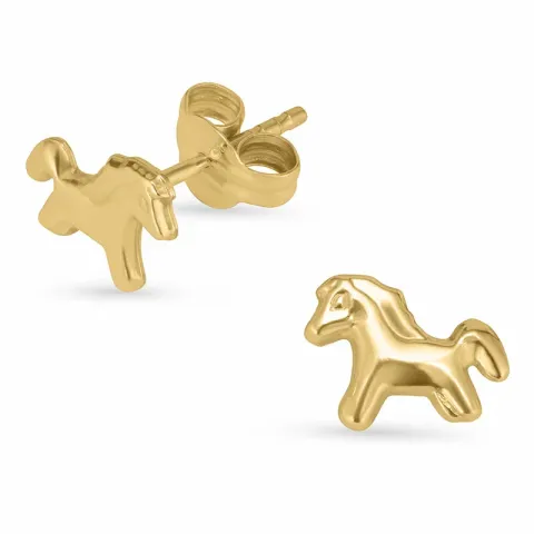 äkta  hästar örhängestift i 9 karat guld