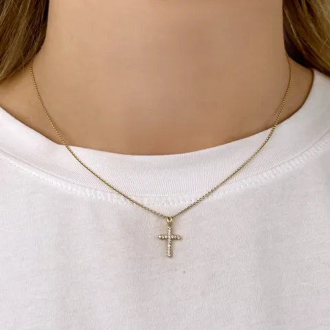 kors hängen i 9 karat guld