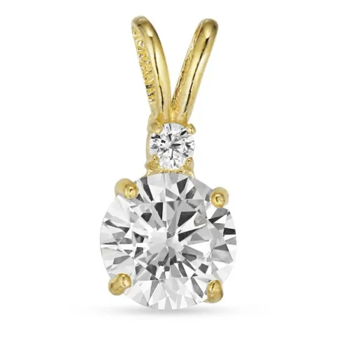 Runt vit zirkon hängen i 9 karat guld