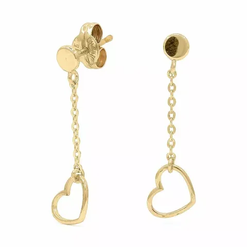 långa hjärta kedja örhängen i 9 karat guld