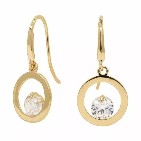 Runda örhängen i 9 karat guld med 