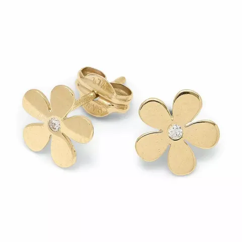 blommor örhängen i 9 karat guld med zirkon - Gold Collection