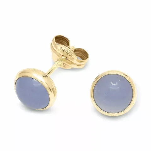 Runda örhängestift i 9 karat guld med 